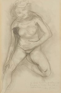 Seated Nude Woman Facing Forward, with One Leg Raised